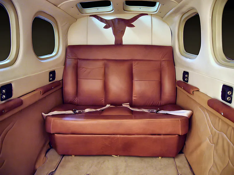 Cessna P210: Cognac leather, embroidered longhorn